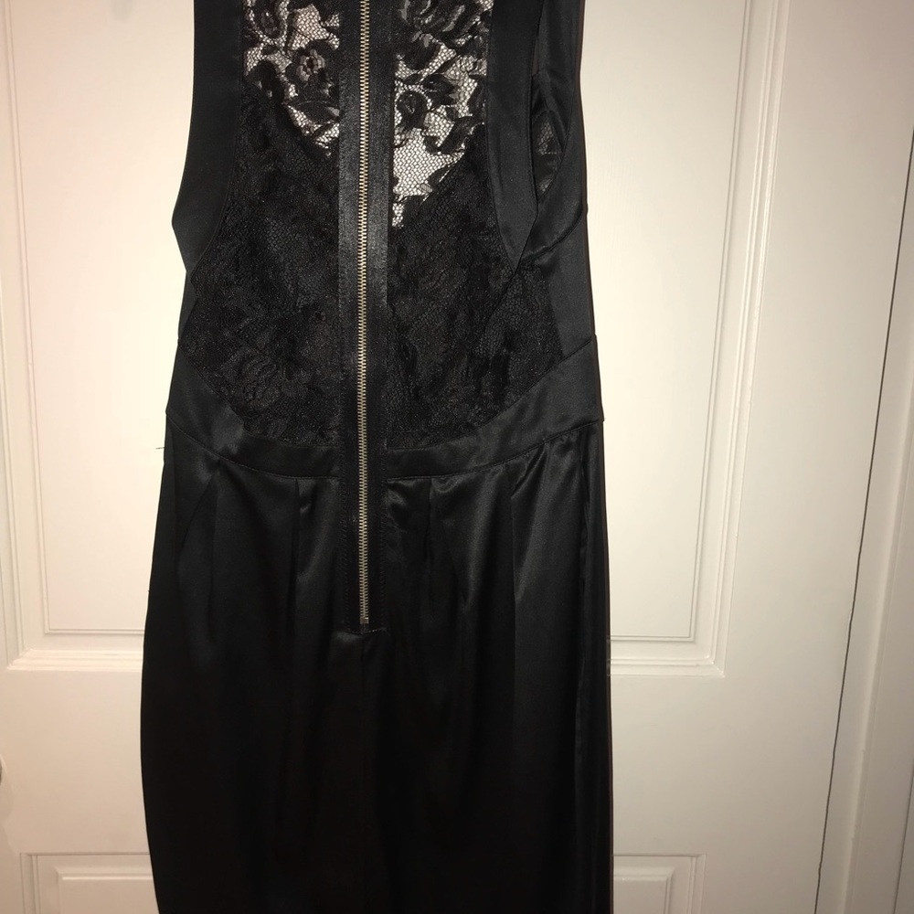 Black lace/satin mini dress